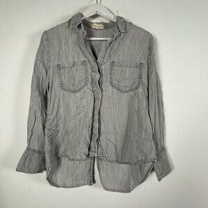 Cloth & Stone Womens Gray Button-Up Shirt Small 100% Tencel Long Sleeve Pockets